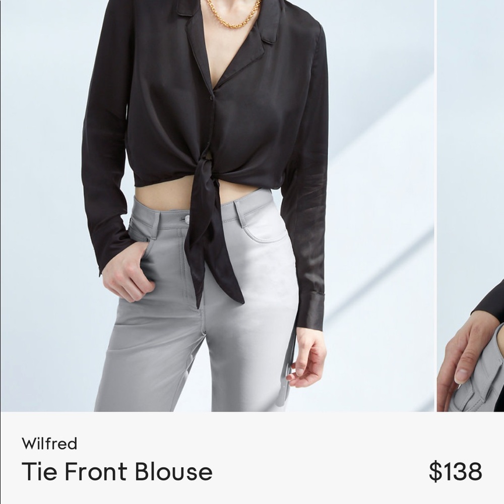 Aritzia x Wilfred brand silk tie front blouse in salmon in M